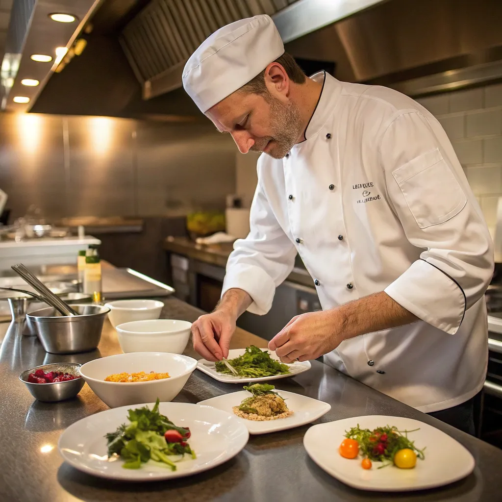 Chef Johnathan preparing a gourmet meal in his restaurant kitchen.